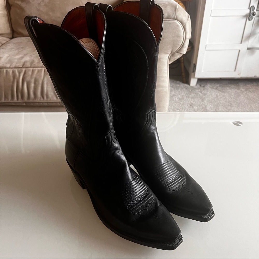 1883 LUCCHESE | Black Soft leather Designer Special Edition Western Cowboy Boots - Picture 2 of 15